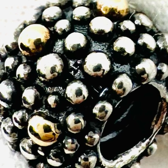 EUC Pandora 791225 Sterling Silver w/ 14k Yellow Gold Moss Designer Charm - Picture 14 of 15